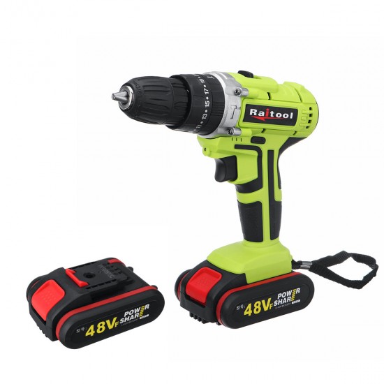 48VF Cordless Electric Impact Drill 2 Speed Power Screwdriver W/ 1 or 2 Li-ion Battery