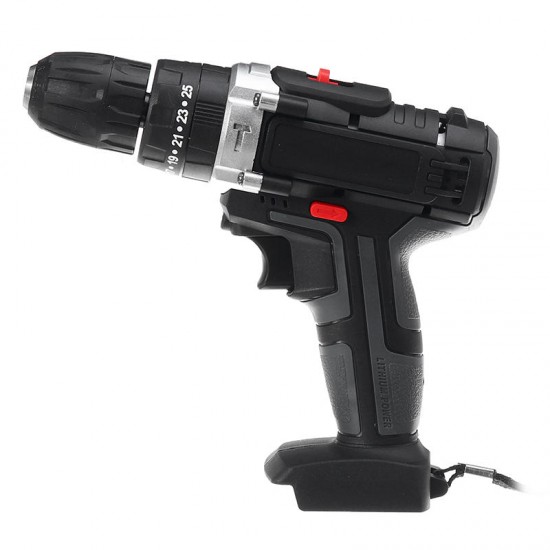 Rechargable Cordless Impact Electric Drill Driver Screwdriver Stepless Switch LED Light 2-Speed without Battery