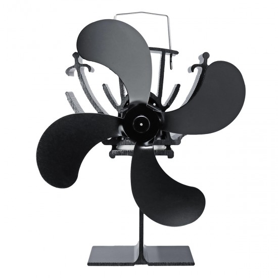 Small 4 Blade Heat Powered Wood Log Burning Stove Fan Eco Heating Fan