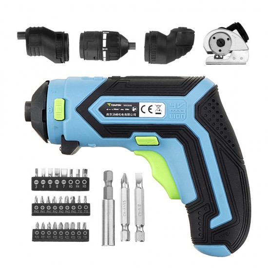 4 In 1 Multifunction 4V Lithium Mini Cordless Electric Screwdriver Electric Cutter Offset Angle Right Angle Adapter Kit