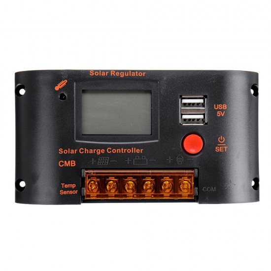 10A/20A PWM Solar Charger Controller 12V 24V Auto LCD Display Dual USB 5V 2A Output Solar Regulator with Light and Time Control