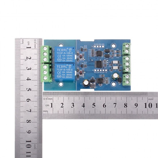 10pcs Dual 2-way Relay Module Switch Input and Output RS485/TTL Communication Controller