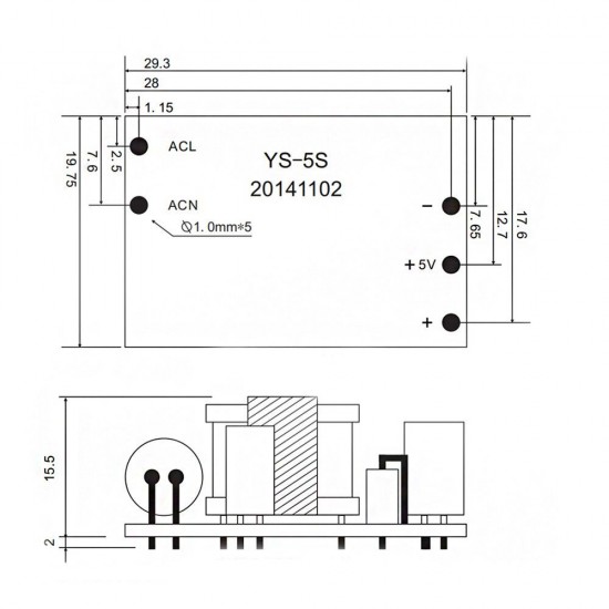 3Pcs YS-U5S5W AC to DC 5V 800mA Switching Power Supply Module AC to DC Converter 4W Regulated Power Supply