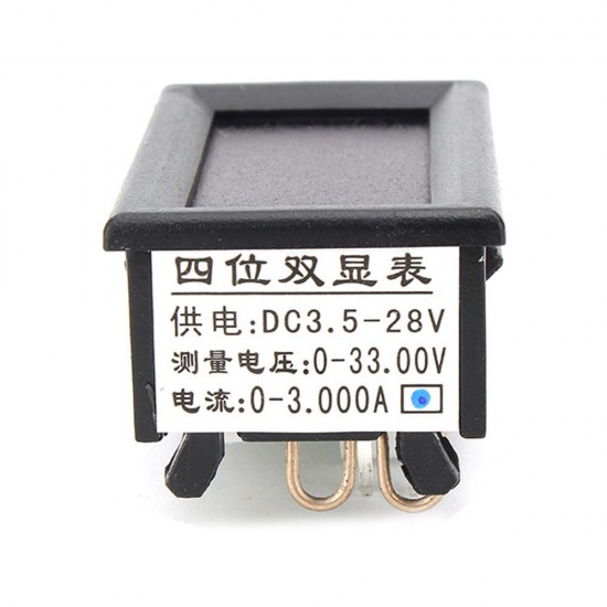 3pcs 0-33V 0-3A Four Bit Voltage Current Meter DC Double Digital LED Red+Blue Display Volt Meterr Ammeter