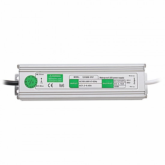 AC110V-240V to DC12V 50W 4.2A LED Waterproof Switching Power Supply 178*43*33mm
