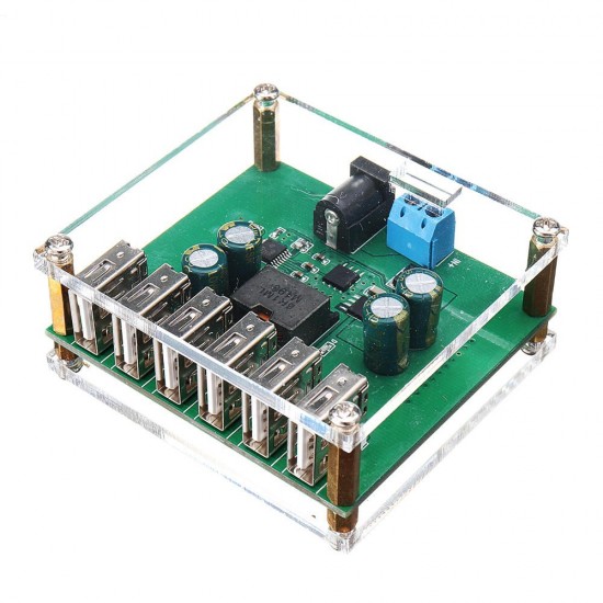 DC-DC Step Down Regulator Power Converter 10V 12V 24V 36V To 5V/8A 6 USB Output Power Supply Module