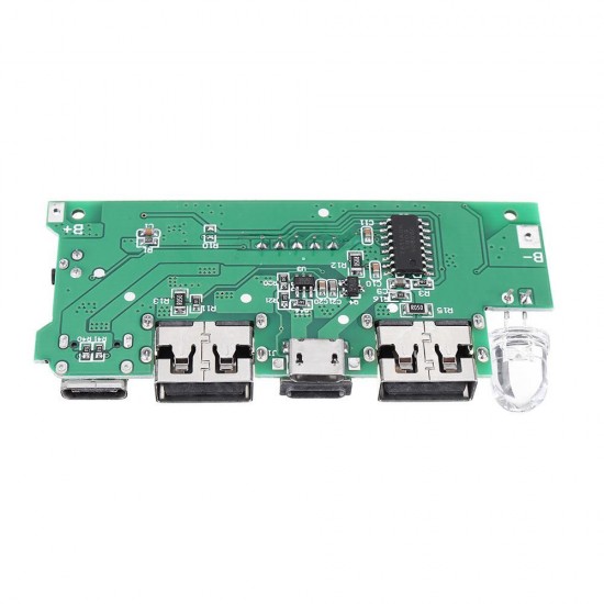 Dual USB 5V 2.1A Micro Type-C for DIY Power Bank 18650 Charger Board with LED Overcharge Overdischarge Short Circuit Protection