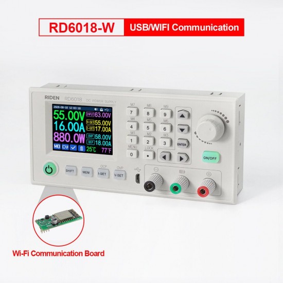 RD6018 RD6018W USB WiFi DC to DC Voltage Step Down Power Supply Module Buck Converter Voltmeter Multimeter 60V 18A 1080W