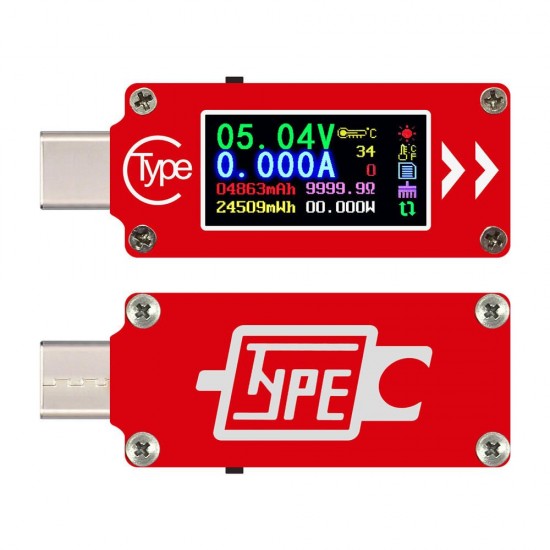 TC64 Color Screen PD Fast Charge Fast Test Type-C Voltage Ammeter Capacity Temperature Measurement Tester