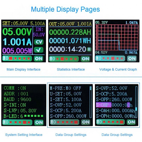 WZ5005E Step Down Power Supply Module Buck Voltage Converter DC-DC 8A 250W 5A Programmable with 1.44in TFT LCD Display WZ5005E Step Down Power Supply Module Buck Voltage Converter DC-DC 8A 250W 5A Programmable with 1.44in TFT LCD Display