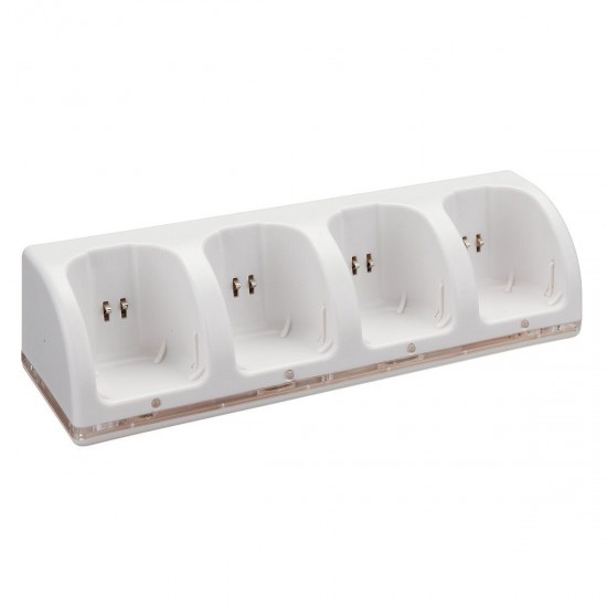 White Charger Dock Station for Wii Remote Controller + 4 x Rechargeable Battery