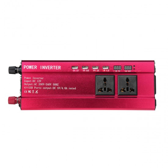 2000W Car Solar Power Inverter DC 12V to AC 200-240V Sine Wave USB Converter