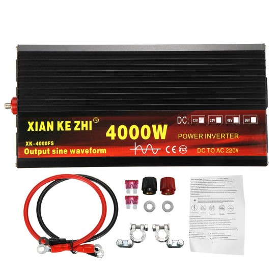 2000W/3000W/4000W Power Inverter Pure Sine Wave Transformer 12V/24V to 220V Auto