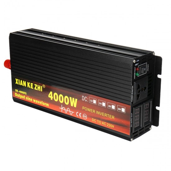 2000W/3000W/4000W Power Inverter Pure Sine Wave Transformer 12V/24V to 220V Auto