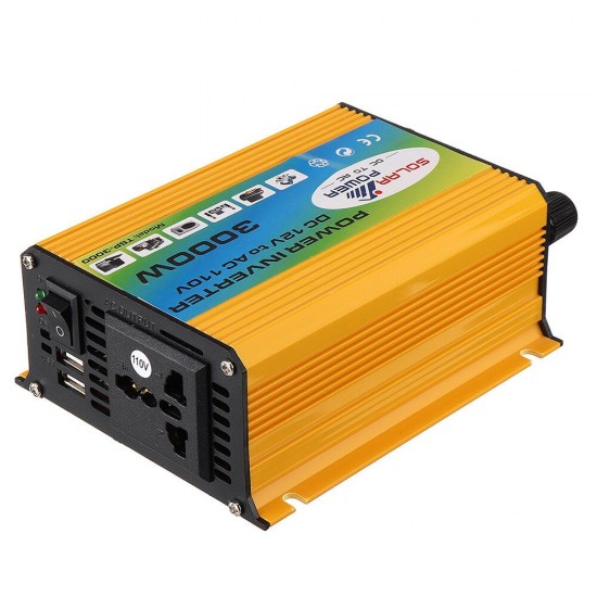 3000W Car Power Inverter Modified Sine Wave DC 12V To AC 110V 60Hz Converter Mufti-Protection with Dual USB Ports