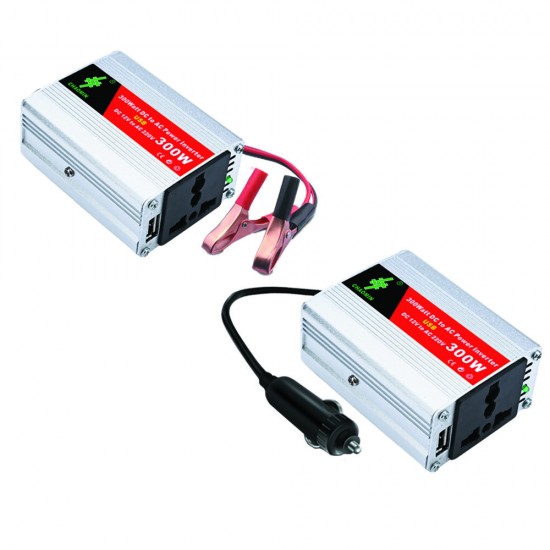 300W Car Power Inverter DC 12V to AC 220V with USB Display Car Converter Inverters with Battery Clip Suitable for Solar Household Appliances Outdoors 300W Car Power Inverter DC 12V to AC 220V with USB Display Car Converter Inverters with Battery Clip Suitable for Solar Household Appliances Outdoors
