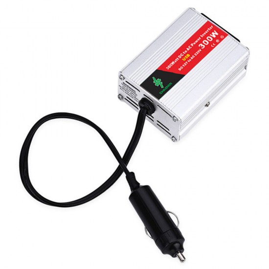 300W Car Power Inverter DC 12V to AC 220V with USB Display Car Converter Inverters with Battery Clip Suitable for Solar Household Appliances Outdoors