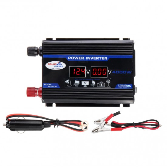 4000W Peak Car Power Inverter DC 12V to AC 110V 220V Dual USB Modified Sine Wave Converter With LED Screen