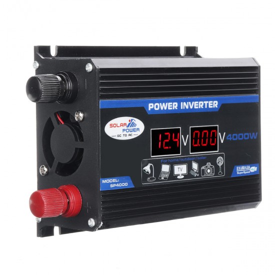 4000W Peak Car Power Inverter DC 12V to AC 110V 220V Dual USB Modified Sine Wave Converter With LED Screen