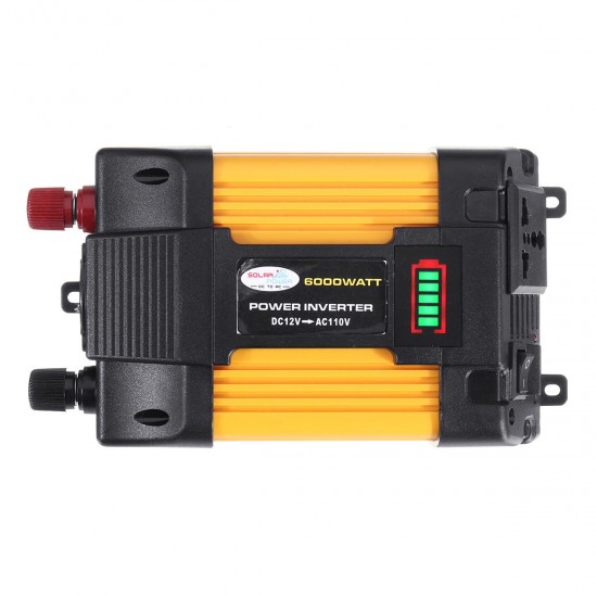 6000W Peak Power Inverter 12V-220V/110V Modified Sine Wave Car Converter with LED Screen Dual USB 8 Safety Protection