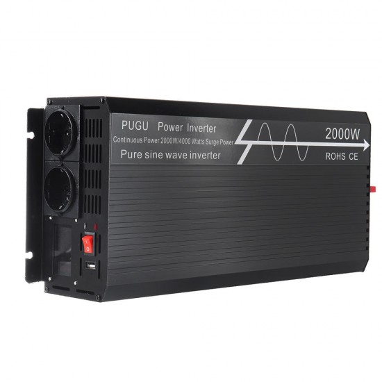 2000W Car Power Inverter DC 12/24V to AC 110/220V Pure Sine Wave Converter with LED Screen 2000W Car Power Inverter DC 12/24V to AC 110/220V Pure Sine Wave Converter with LED Screen