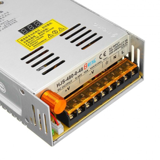 Switching Power Supply Transformer Adjustable AC 110/220V to DC 0-48V 10A 480W with Digital Display