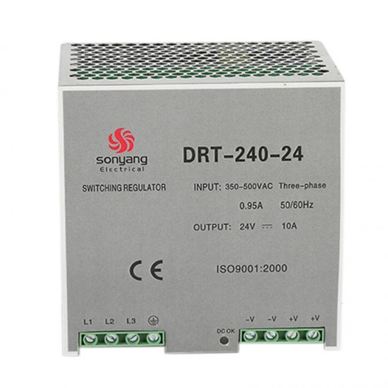 Three Phase Industrial Din Rail Switching Power Supply Driver AC 380V To DC 12/24V 240W Single Output Three Phase Industrial Din Rail Switching Power Supply Driver AC 380V To DC 12/24V 240W Single Output