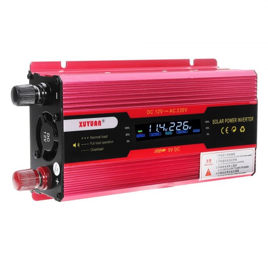 4000W Solar Power Inverter DC 12/24V to AC 110/220V Modified Sine Wave Converter with LCD Screen for Car Home