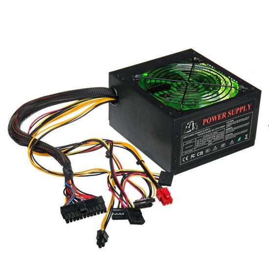 500W Power Supply 120mm LED Cooling Fan 24 Pin PCI SATA ATX 12V Computer Power Supply