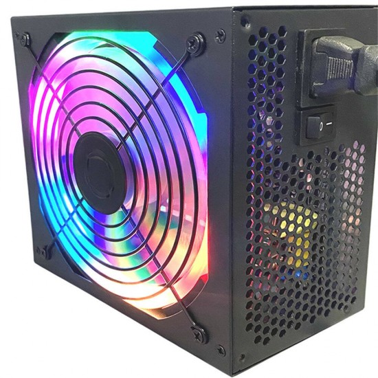 600W RGB PC Power Supply Multicolor Fan 8 Pin ATX 12V Energy Saving Mute Computer Power Supply Desktop Gaming Power