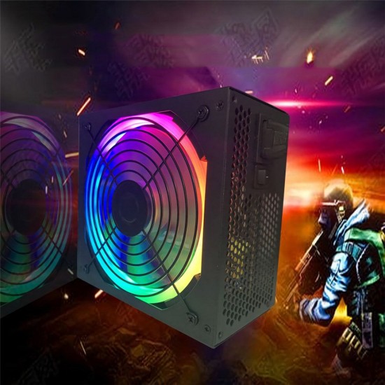 600W RGB PC Power Supply Multicolor Fan 8 Pin ATX 12V Energy Saving Mute Computer Power Supply Desktop Gaming Power