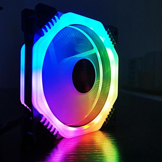 Computer PC Cooler Cooling Fan RGB LED Multicolor-mode 12cm Quiet Chassis Fan