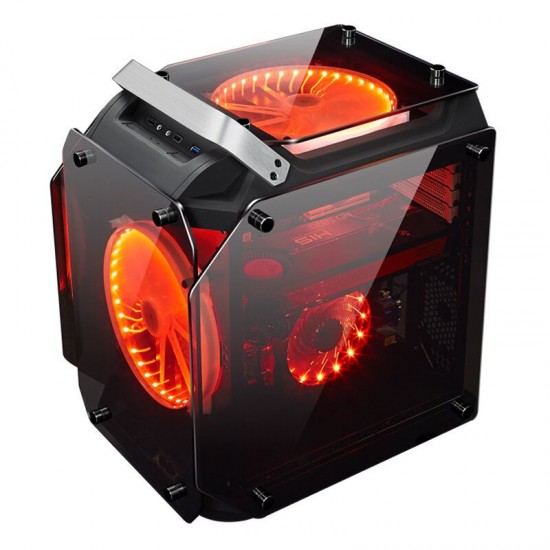 Gorilla Tempered Glass ATX Computer Gaming Case Water Cool Air Cool PC Case with Two 200mm Cooling Fan