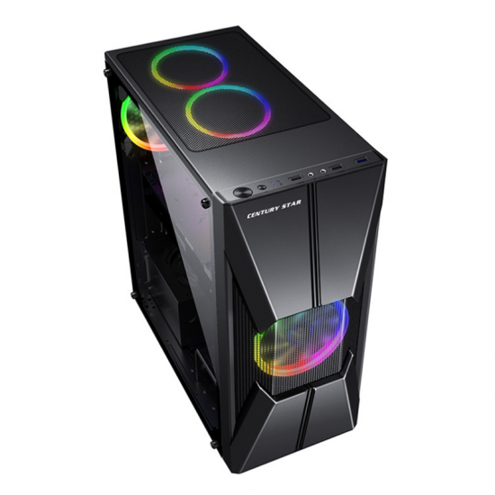 M-ATX ITX SPCC Computer Gaming Case USB3.0 Computer Case Side Penetration Design Desktop Chassis ATX Power Supply