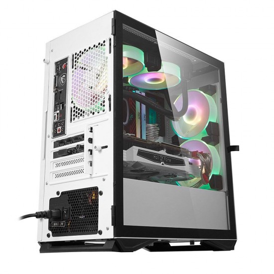 DLM22 Gaming Computer Case M-ATX/ITX USB 3.0 Supported Tempered Glass Door Opening White