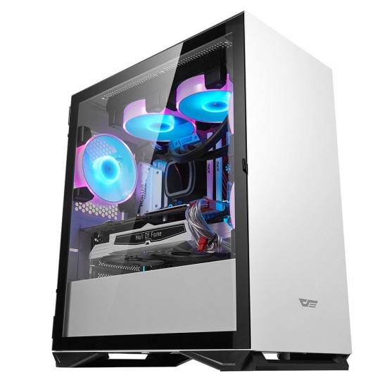 DLM22 Gaming Computer Case M-ATX/ITX USB 3.0 Supported Tempered Glass Door Opening White