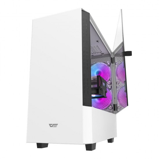 DLV22 Gaming Computer Case ATX/M-ATX/ITX Supported Rightside Door Opening Dust Proof Net White