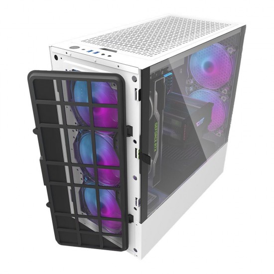 DLV22 Gaming Computer Case ATX/M-ATX/ITX Supported Rightside Door Opening Dust Proof Net White