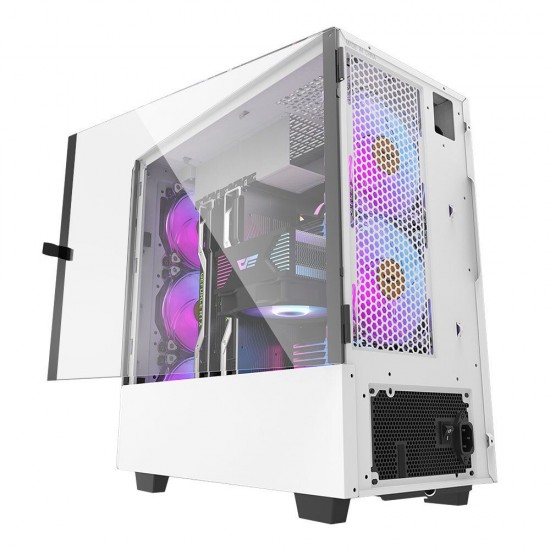 DLV22 Gaming Computer Case ATX/M-ATX/ITX Supported Rightside Door Opening Dust Proof Net White