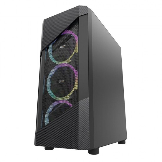 Gaming Computer Case ATX/M-ATX/ITX Support Mesh & Carbon Fiber Pannel Design Side