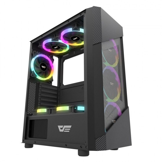 Gaming Computer Case ATX/M-ATX/ITX Support Mesh & Carbon Fiber Pannel Design Side