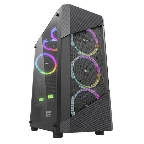 Gaming Computer Case ATX/M-ATX/ITX Support Mesh & Carbon Fiber Pannel Design Side