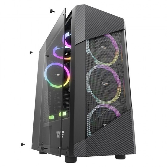 Gaming Computer Case ATX/M-ATX/ITX Support Mesh & Carbon Fiber Pannel Design Side Gaming Computer Case ATX/M-ATX/ITX Support Mesh & Carbon Fiber Pannel Design Side