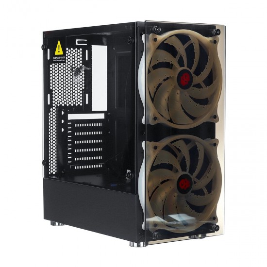 RGB Computer Case Double Side Tempered Glass Panels ATX Gaming Cooling PC Case with Two 20cm fans Support 360mm Graphics Card