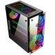 RGB Computer Case Double Side Tempered Glass Panels ATX Gaming Cooling PC Case with Two 20cm fans Support 360mm Graphics Card