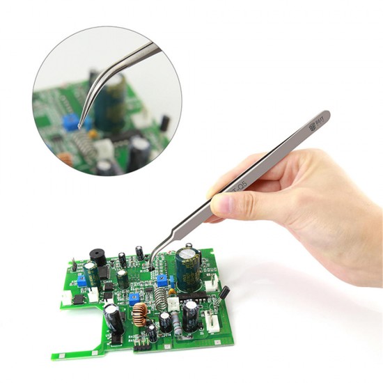 BST-Q5 0.01mm Fly Wire Tweezers Curved Stainless Steel BGA Motherboard Jump Fly Wire Tweezer