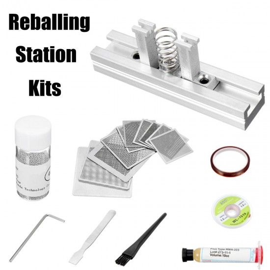 BGA Reballing Station with 10pcs Steel Template Stencils and 0.6mm Solder Ball Kits