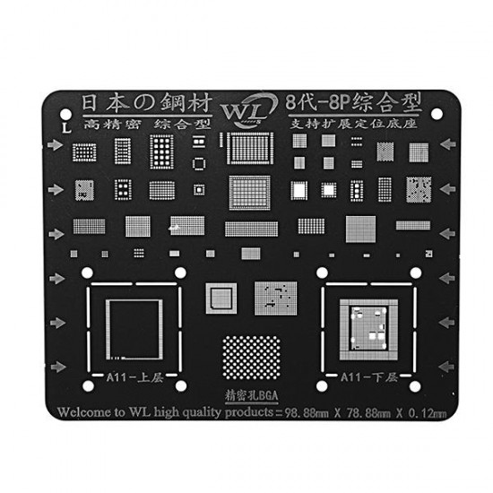 Japan Steel Phone Logic Board BGA Repair Stencil for iPhone 8 8P Motherboard IC Chip Ball Soldering Net Japan Steel Phone Logic Board BGA Repair Stencil for iPhone 8 8P Motherboard IC Chip Ball Soldering Net