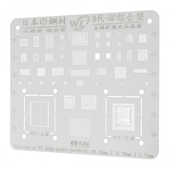 Japan Steel Phone Logic Board BGA Repair Stencil for iPhone 8 8P Motherboard IC Chip Ball Soldering Net