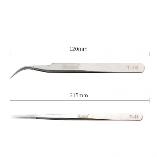 T-11 T-15 High Precision Stainless Steel Curved Straight Tweezer for Cell Phone Tablet Computer Repair Hand Tools